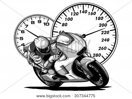 Vector Illustration Sport Superbike Motorcycle With Struments