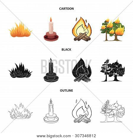 Vector Illustration Of Fire And Flame Logo. Set Of Fire And Fireball Vector Icon For Stock.