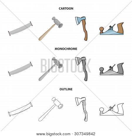 Vector Design Of Tool And Construction Sign. Set Of Tool And Carpentry Vector Icon For Stock.