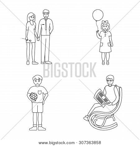 Vector Design Of Happy And Character Icon. Set Of Happy And Portrait Vector Icon For Stock.