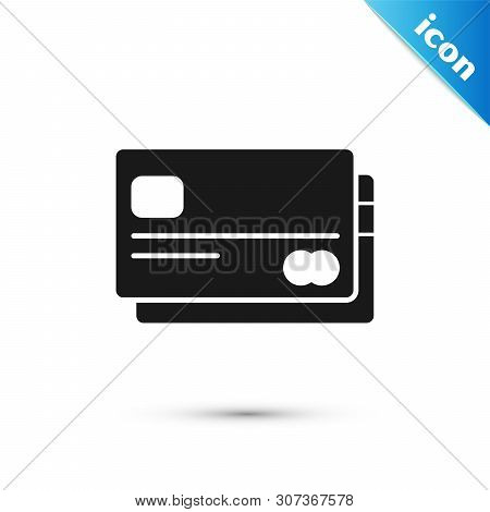 Black Credit Card Icon Isolated On White Background. Online Payment. Cash Withdrawal. Financial Oper