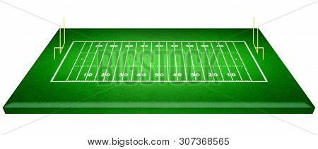 Football Stadium With White Lines Marking The Pitch. Perspective Of Football Field. Perspective Elem