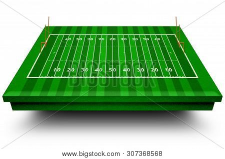 Football Stadium With White Lines Marking The Pitch. Perspective Of Football Field. Perspective Elem