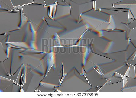 Abstract Background With 3d Shapes And Prism Color Shift