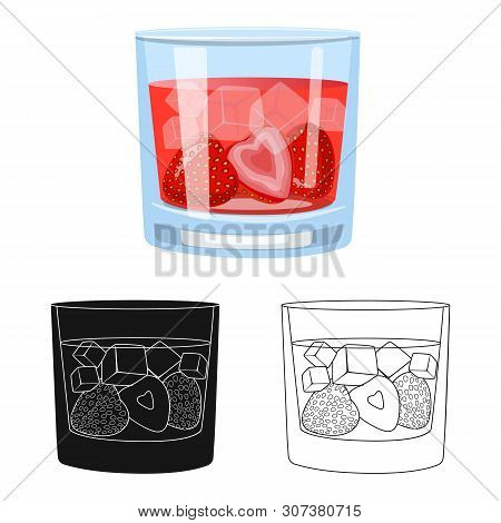 Vector Design Of Glass And Strawberry Logo. Set Of Glass And Glass Vector Icon For Stock.