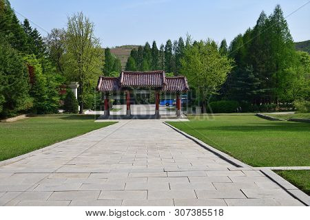 Kaesong, North Korea - May 5, 2019: View From The Top Of The Tomb Of King Wanggon Or Hyollung Royal 