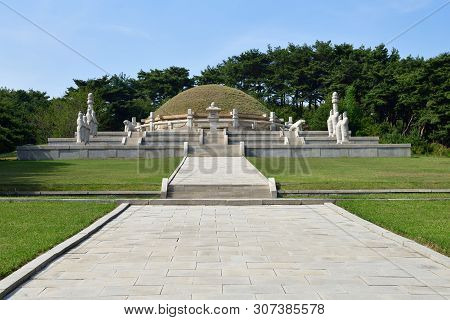 Tomb Of King Wanggon Or Hyollung Royal Tomb. Construction On The Tomb Start In 943. North Korea. Hae