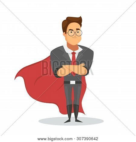 Super Leader Or Super Businessman Character Isolated On White Background. Business Success Concept. 