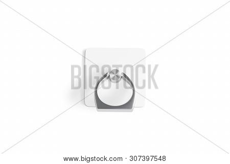 Blank Phone Finger Grip Lying Mockup For Smartphone, Isolated, Top View, 3d Rendering. Empty Practic