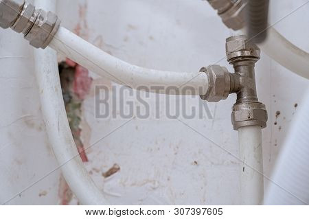 Old Connection Fitting Tee On Plastic Water Pipes