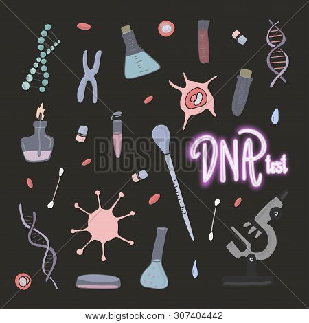 Nano Technology And Human Dna Research Vector Flat Illustration