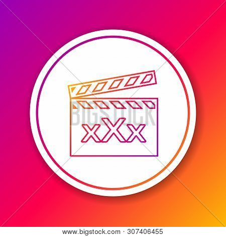 Color Line Movie Clapper With Inscription Xxx Icon Isolated On Color Background. Age Restriction Sym
