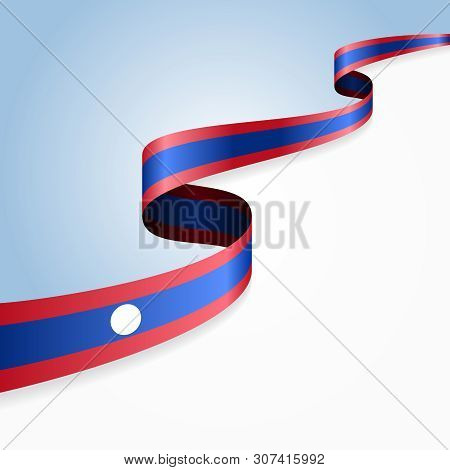 Laotian Flag Wavy Abstract Background. Vector Illustration.