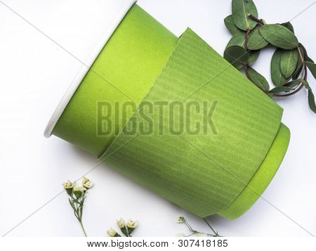 Bio Paper Cup To Go With Coffee Or Tea On White Background, Bio Pla Paper Cup Polylactide Pla Is A B