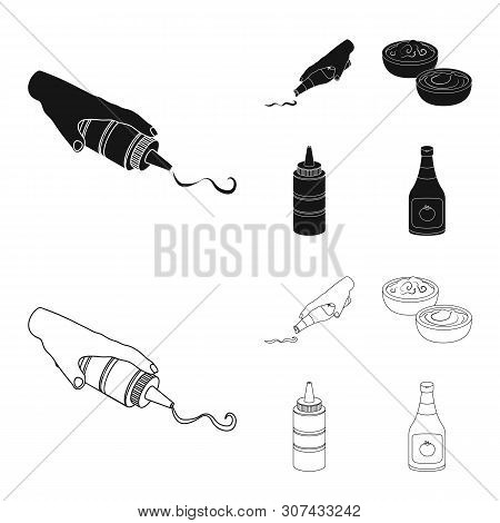 Vector Illustration Of Sauce And Condiment Logo. Collection Of Sauce And Bowl Stock Vector Illustrat