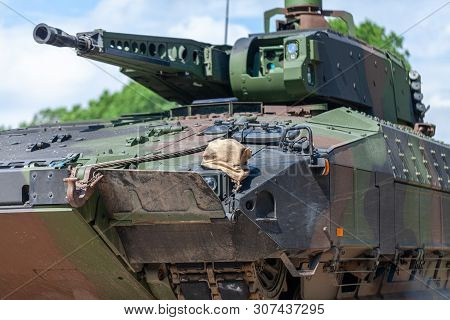 German Infantry Fighting Vehicle Drives On A Street