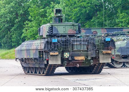 German Infantry Fighting Vehicle Drives On A Street