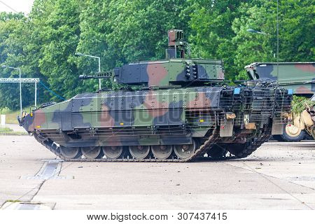 German Infantry Fighting Vehicle Drives On A Street