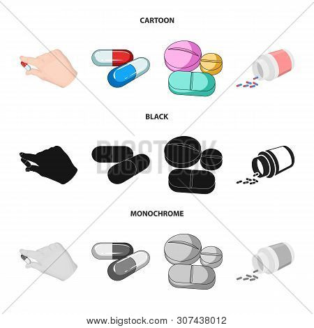Vector Design Of Pill And Medicine Logo. Collection Of Pill And Vitamin Vector Icon For Stock.