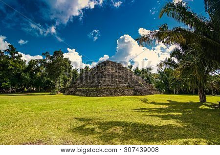Chacchoben, Mexico - November 21, 2010. Archaeological Site Of Chacchoben In Yucatan Peninsula, Quin