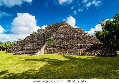 Chacchoben, Mexico - November 21, 2010. Archaeological Site Of Chacchoben In Yucatan Peninsula, Quin