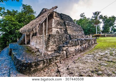 Chacchoben, Mexico - November 21, 2010. Archaeological Site Of Chacchoben In Yucatan Peninsula, Quin