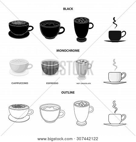 Isolated Object Of Cup And Coffe Sign. Set Of Cup And Top Vector Icon For Stock.