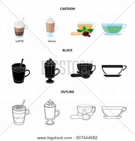 Vector Design Of Cup And Coffe Sign. Set Of Cup And Top Vector Icon For Stock.