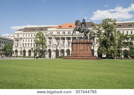 Budapest, Hungary. July 2 2018. The Statue Of Rákóczi Ferenc In Kossuth Square