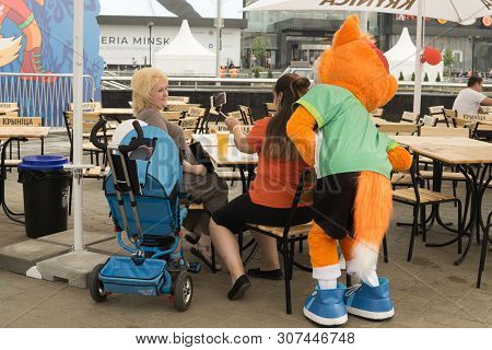Minsk, Belarus - June 20, 2019. One Day Before Start Of 2nd European Games. Mascot Of Second Europea
