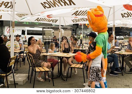 Minsk, Belarus - June 20, 2019. One Day Before Start Of 2nd European Games. Mascot Of Second Europea