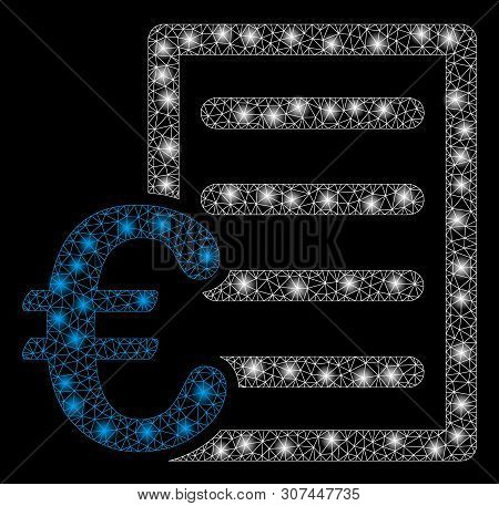 Flare Mesh Euro Pricelist With Glow Effect. Abstract Illuminated Model Of Euro Pricelist Icon. Shiny