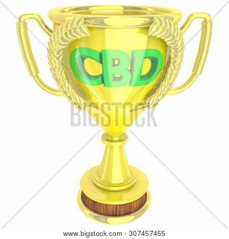 CBD Cannabidiol Marijuana Cannabis Trophy Award Prize 3d Illustration
