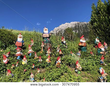 Garden Dwarves In The Valley Of Wagital Or Waegital And By The Alpine Lake Wagitalersee (waegitalers