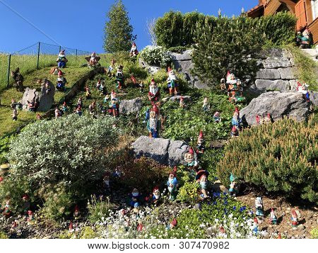 Garden Dwarves In The Valley Of Wagital Or Waegital And By The Alpine Lake Wagitalersee (waegitalers