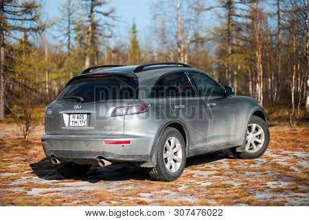 Novyy Urengoy, Russia - June 16, 2019: Motor Car Infiniti Fx35 At The Countryside.