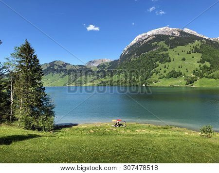 The Schiberg Mountain Above The Wagital Valley Or Waegital And The Wagitalersee Alpine Lake (waegita