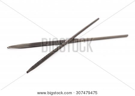 Needle Files - Working Tool On A White Background. Place For Text - Image
