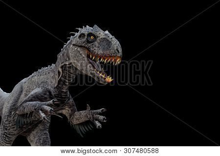 Indominus Rex Isolated On Black Background 3d Illustration