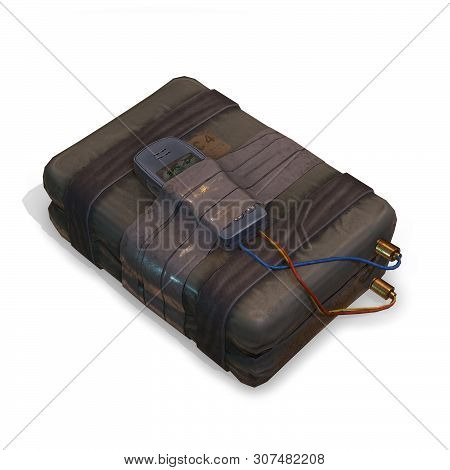 C4 Bomb With Timer Explosive Device 3d Rendering Isolated