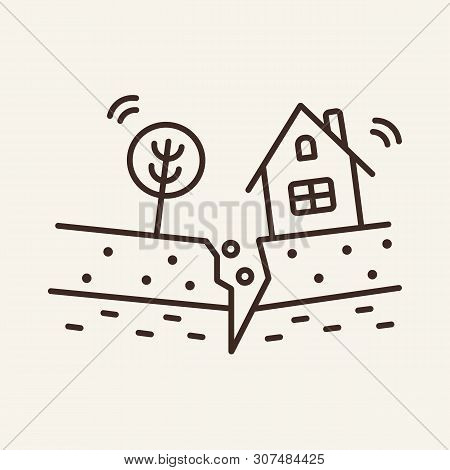 Earthquake Line Icon. Break Up, Natural Disaster, Catastrophe. Global Disaster Concept. Vector Illus