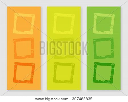 Set Of Three Colorful Grunge Squares Pattern