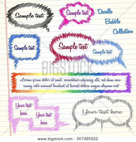 Set Of Colorful Sketch Style Speech Bubbles