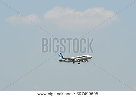 Bangkok, Thailand - Apr 24, 2018. Hs-tyt Royal Thai Air Force Airbus A320 (cj) Landing At Don Muang 