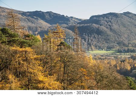 Stunning Autumn Fall Landscape Image Of The View From Catbells Near Derwentwater In The Lake Distric