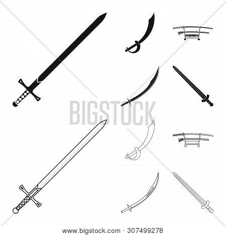 Vector Illustration Of Sword And Blade Sign. Set Of Sword And Game Stock Symbol For Web.
