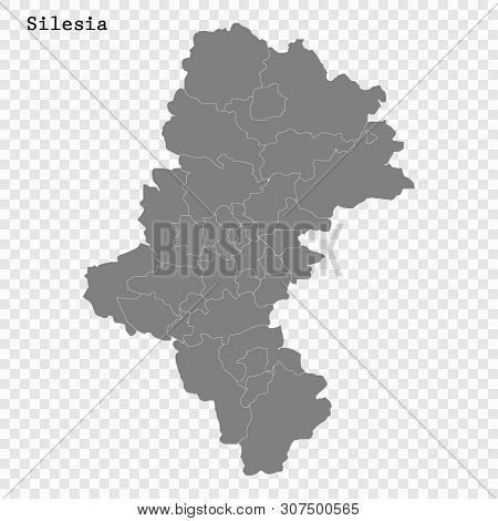 High Quality Map Of Silesia Is A Voivodeship Of Poland With Borders Of The Powiats