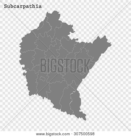 High Quality Map Of Subcarpathia Is A Voivodeship Of Poland With Borders Of The Powiats