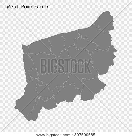 High Quality Map Of West Pomerania Is A Voivodeship Of Poland With Borders Of The Powiats