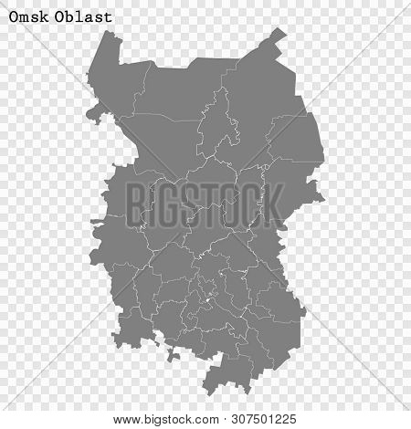 High Quality Map Of Omsk Oblast Is A Region Of Russia With Borders Of The Districts